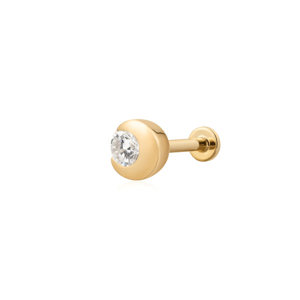 ZINNIA | Bezel Half Moon Lab Grown Diamond Threaded with Flatback