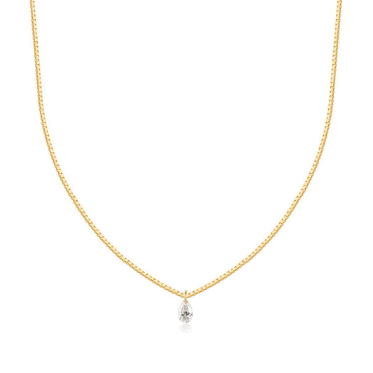 CHASSE | Pear Shape Floating Diamond Necklace