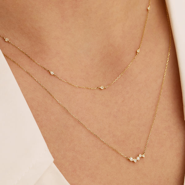 FRANCES | Natural Diamond Wave Necklace