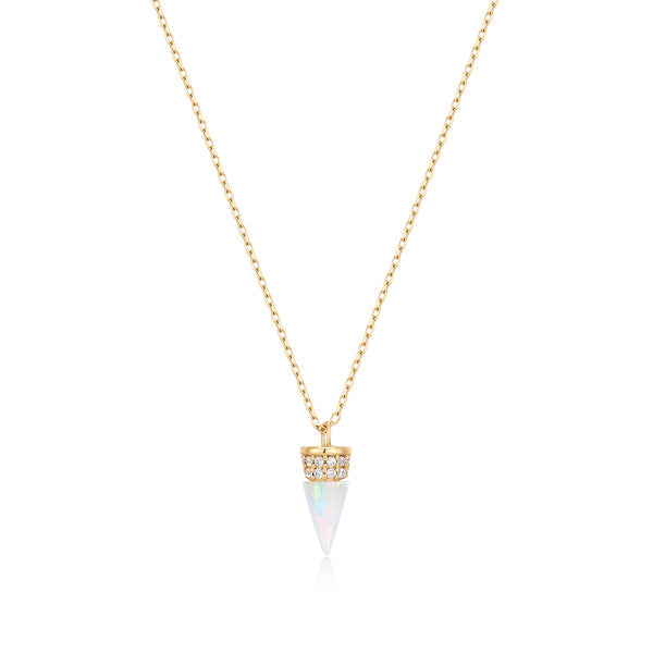 LORETTA | Opal and Lab Grown Diamond Drop Necklace