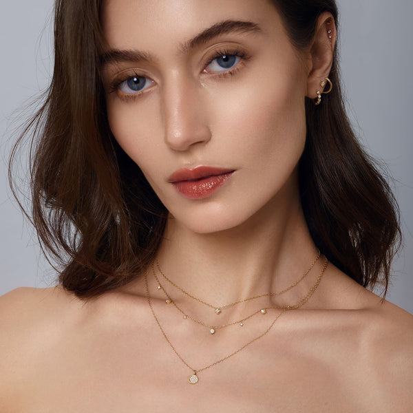 CORDELIA | Half Bezel Pave Lab Grown Diamond Necklace