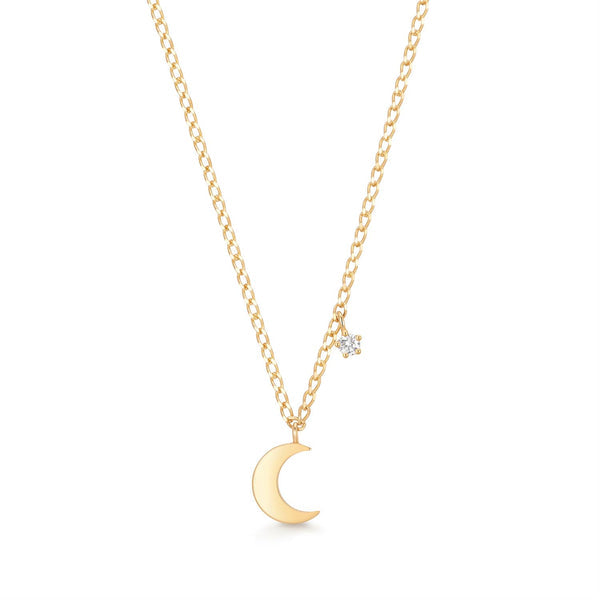 MOLLY | Crescent Moon with Lab Grown Diamond Accent Necklace