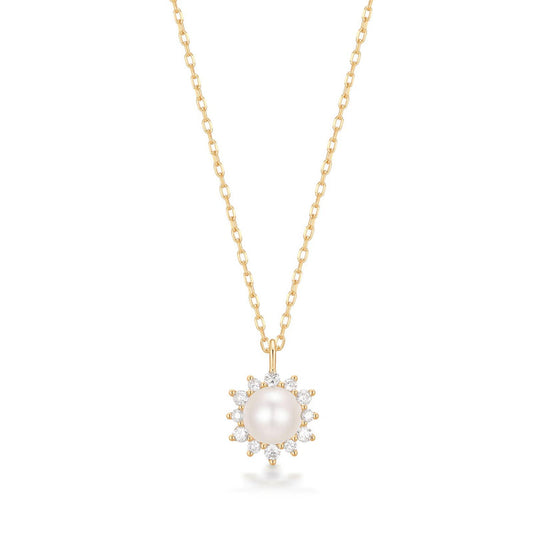 LISETTE | Pearl with Lab Grown Diamond Accent Necklace