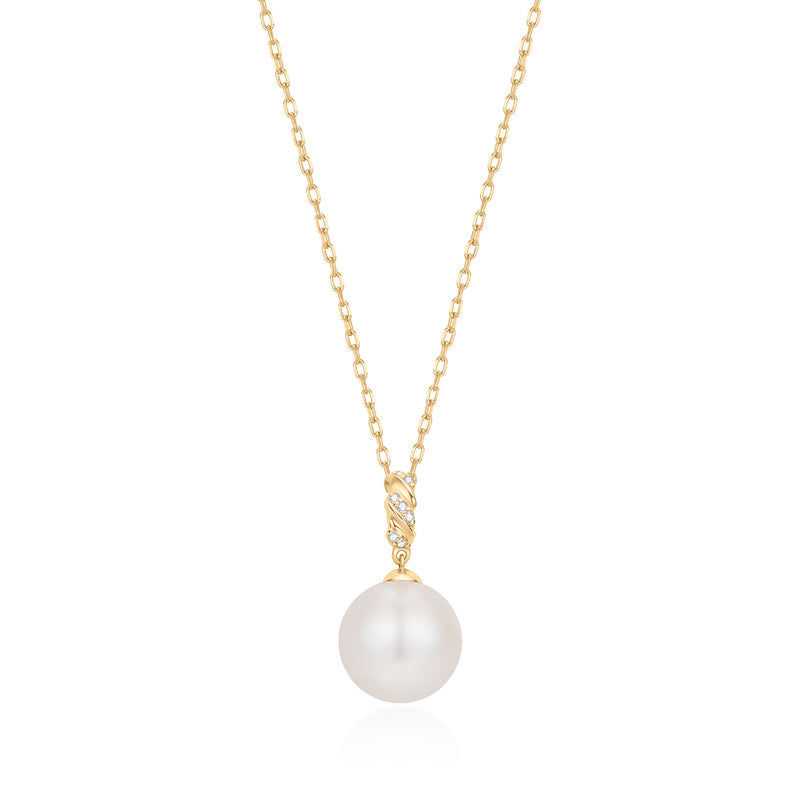 KALINDA | Pearl Necklace with Lab Grown Diamond Accent