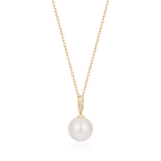 KALINDA | Pearl Necklace with Lab Grown Diamond Accent