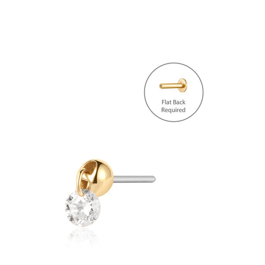 CHEVAL | Single Floating Diamond Threadless Flatback Earring