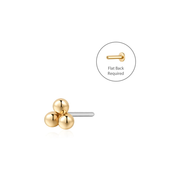 ARIA | Trio Dots Single Threadless Flatback Earring