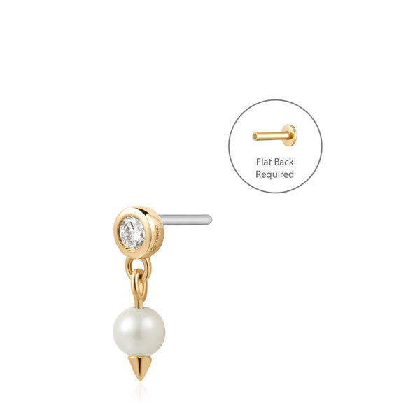 CHAR | Pearl and Lab Grown Diamond Threadless Flatback Earring