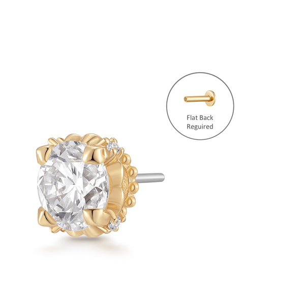 REMY | 7mm Lab Grown Diamond Accented Threadless Flatback Earring