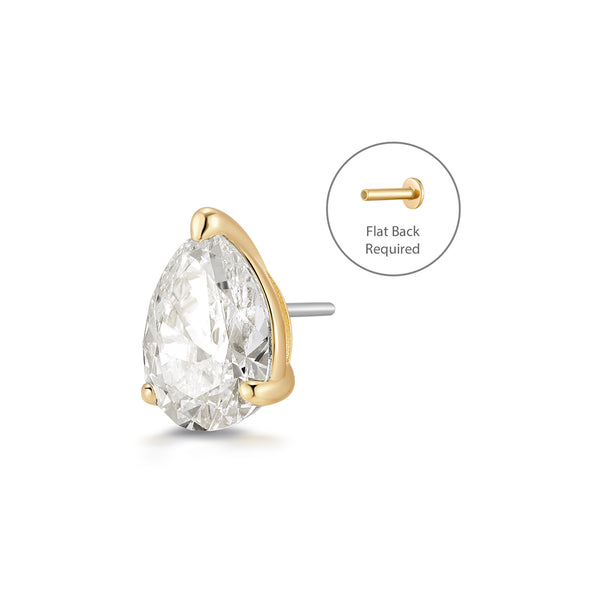 IGGY | Pear Lab Grown Diamond Threadless Flatback Earring