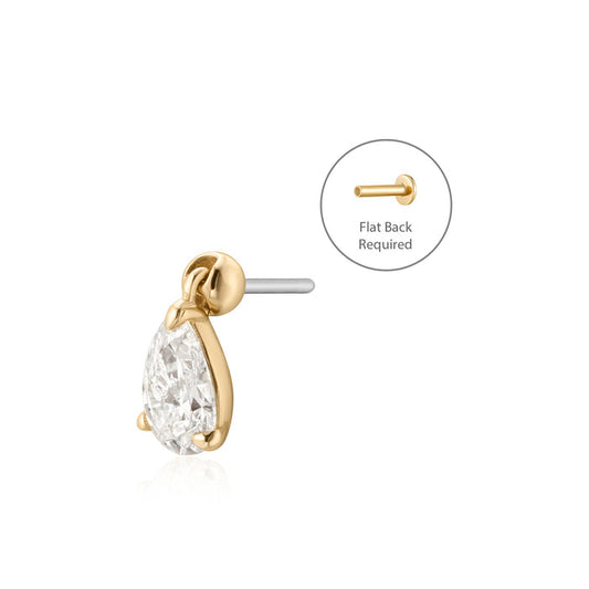ARABELLA | Pear Lab Grown Diamond Dangle Threadless Flatback Earring