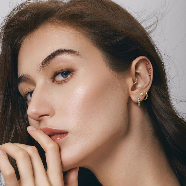 LIORA | Half Moon Lab Grown Diamond Threaded with Flatback