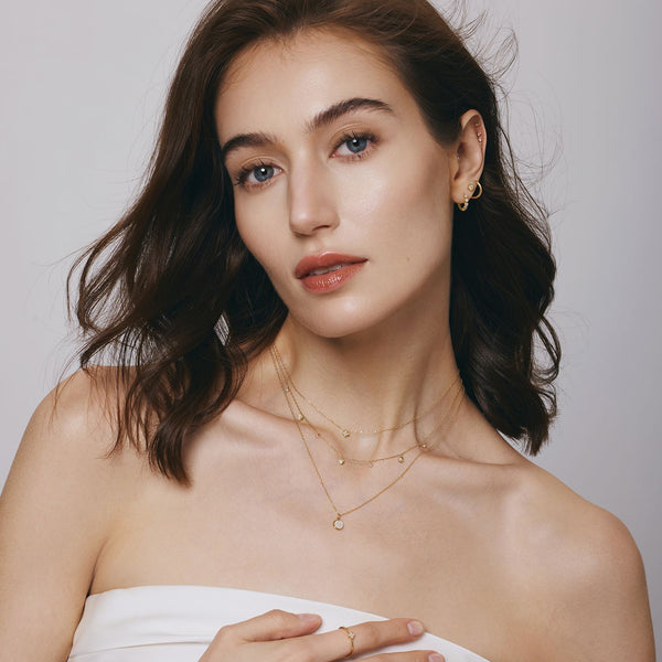 CORDELIA | Half Bezel Pave Lab Grown Diamond Necklace