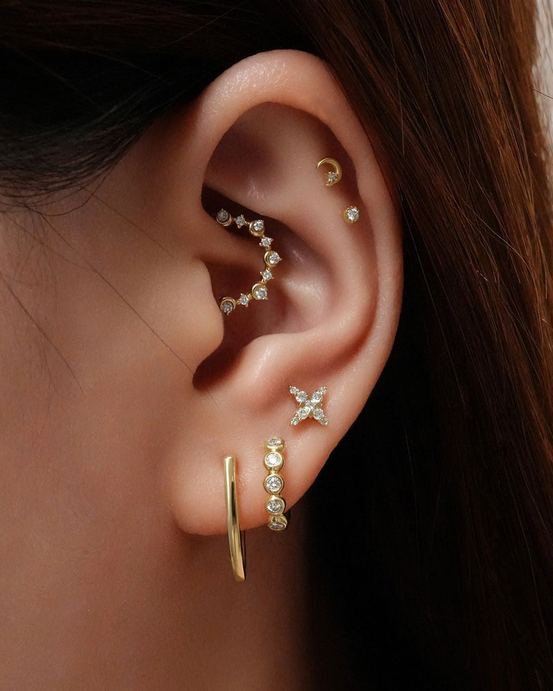 LIORA | Half Moon Lab Grown Diamond Threadless Flatback Earring