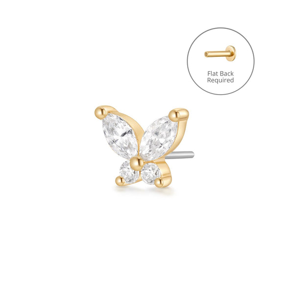 CASSANDRA | Marquise Lab Grown Diamond Butterfly Threadless Flatback Earring