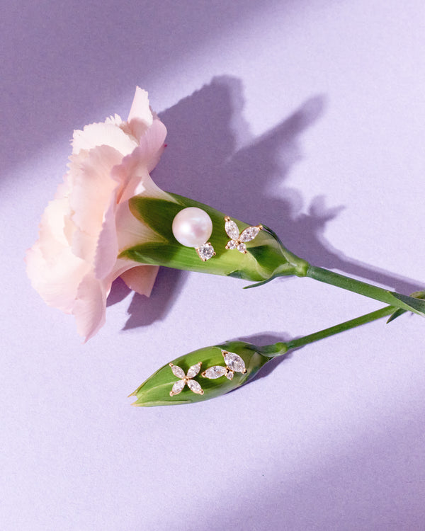 CASSANDRA | Marquise Lab Grown Diamond Butterfly Threadless Flatback Earring