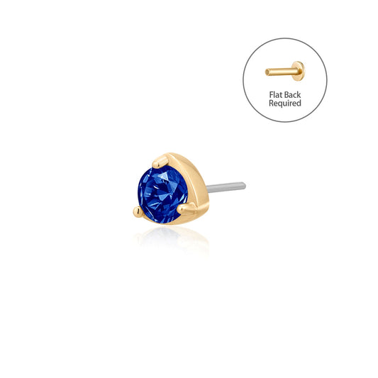 INDIGO | Lab Grown Sapphire Threadless Flatback Earring