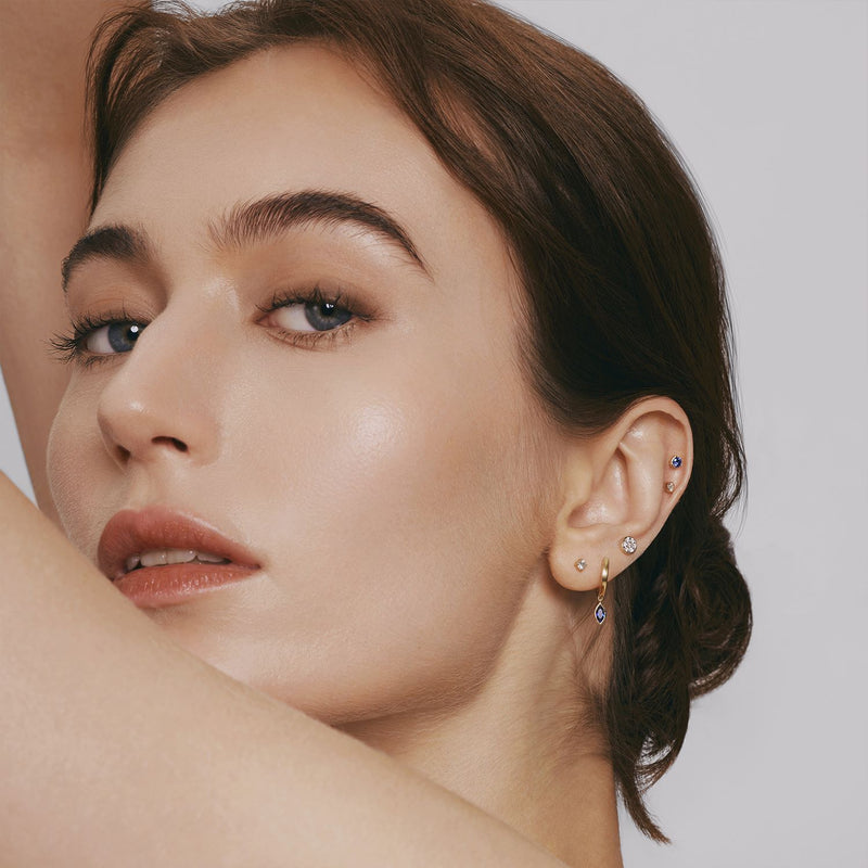 INDIGO | Lab Grown Sapphire Threadless Flatback Earring