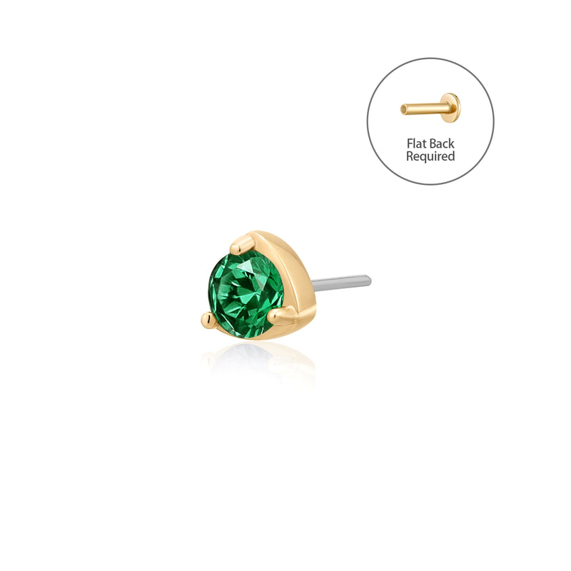 VERDE | Lab Grown Emerald Threadless Flatback Earring