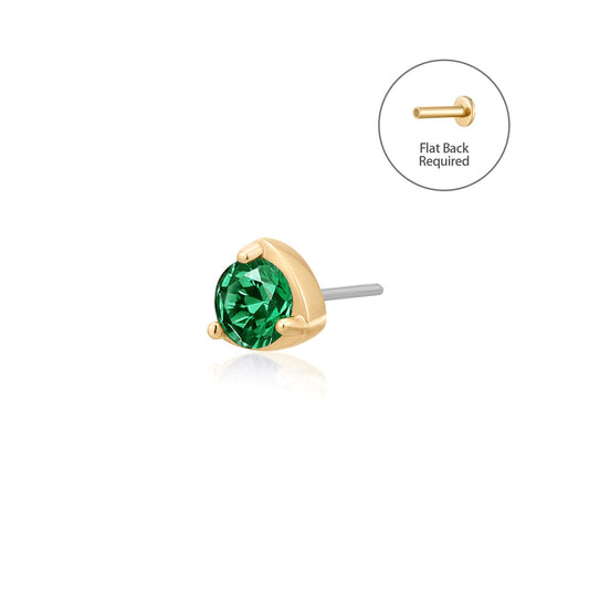 VERDE | Lab Grown Emerald Threadless Flatback Earring