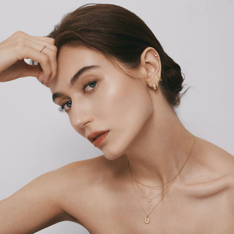 RAVEN | Bead Set Lab Grown Diamond Sleek Hoop Earring