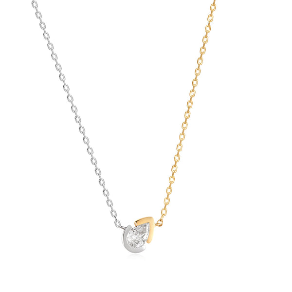 SANILIA | Two-Tone Bezel Pear Lab-Grown Diamond Pendant Necklace