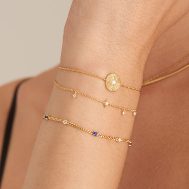 Gold Lapis Chain Bracelet