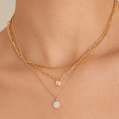 Gold Glam Disc Pendant Necklace