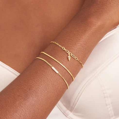 Gold Sparkle Drop Pendant Chunky Chain Bracelet