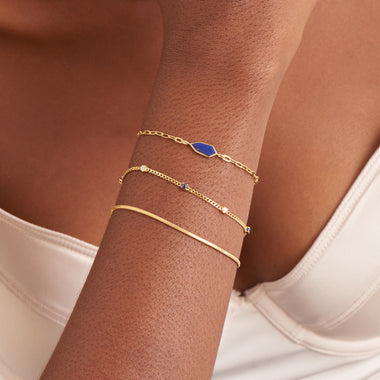 Gold Lapis Chain Bracelet