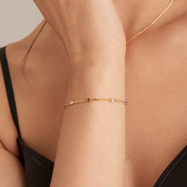 Gold Lapis Chain Bracelet