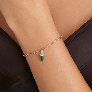 Silver Malachite Point Pendant Bracelet