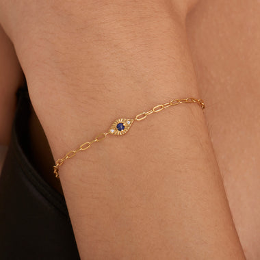 Gold Lapis Evil Eye Bracelet