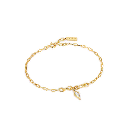 Gold Sparkle Drop Pendant Chunky Chain Bracelet