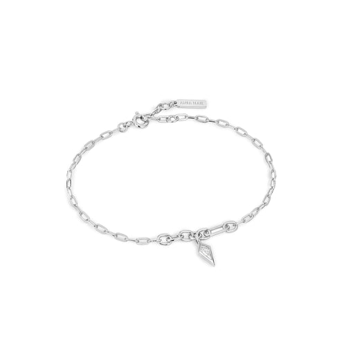 Silver Sparkle Drop Pendant Chunky Chain Bracelet