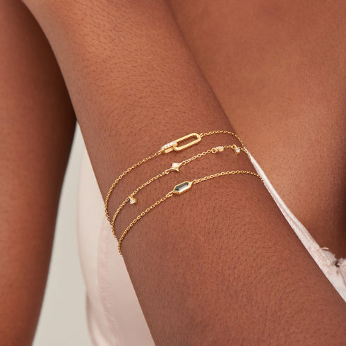 Gold Sparkle Emblem Chain Bracelet