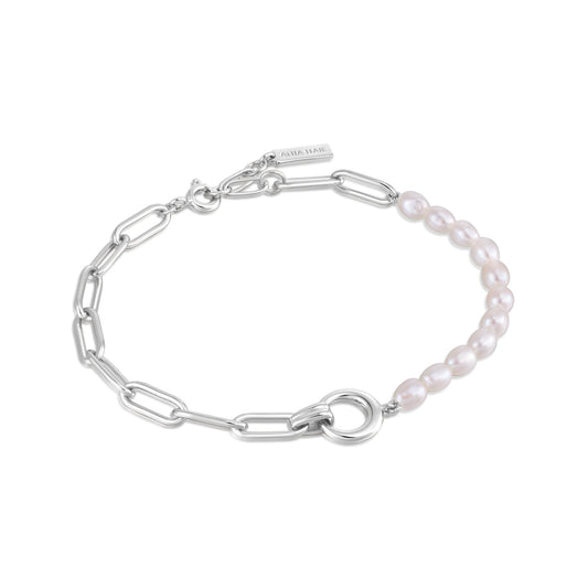 Silver Pearl Chunky Link Chain Bracelet?