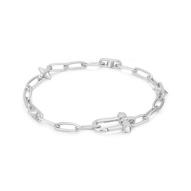 Silver Stud Link Charm Bracelet