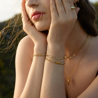 Gold Geometric Chain Bracelet