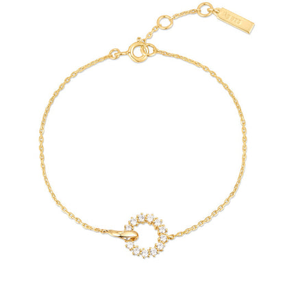 Gold Interlinked Circles Pavé Bracelet