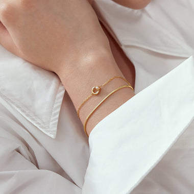 Gold Hoop Freshwater Pearl Bracelet