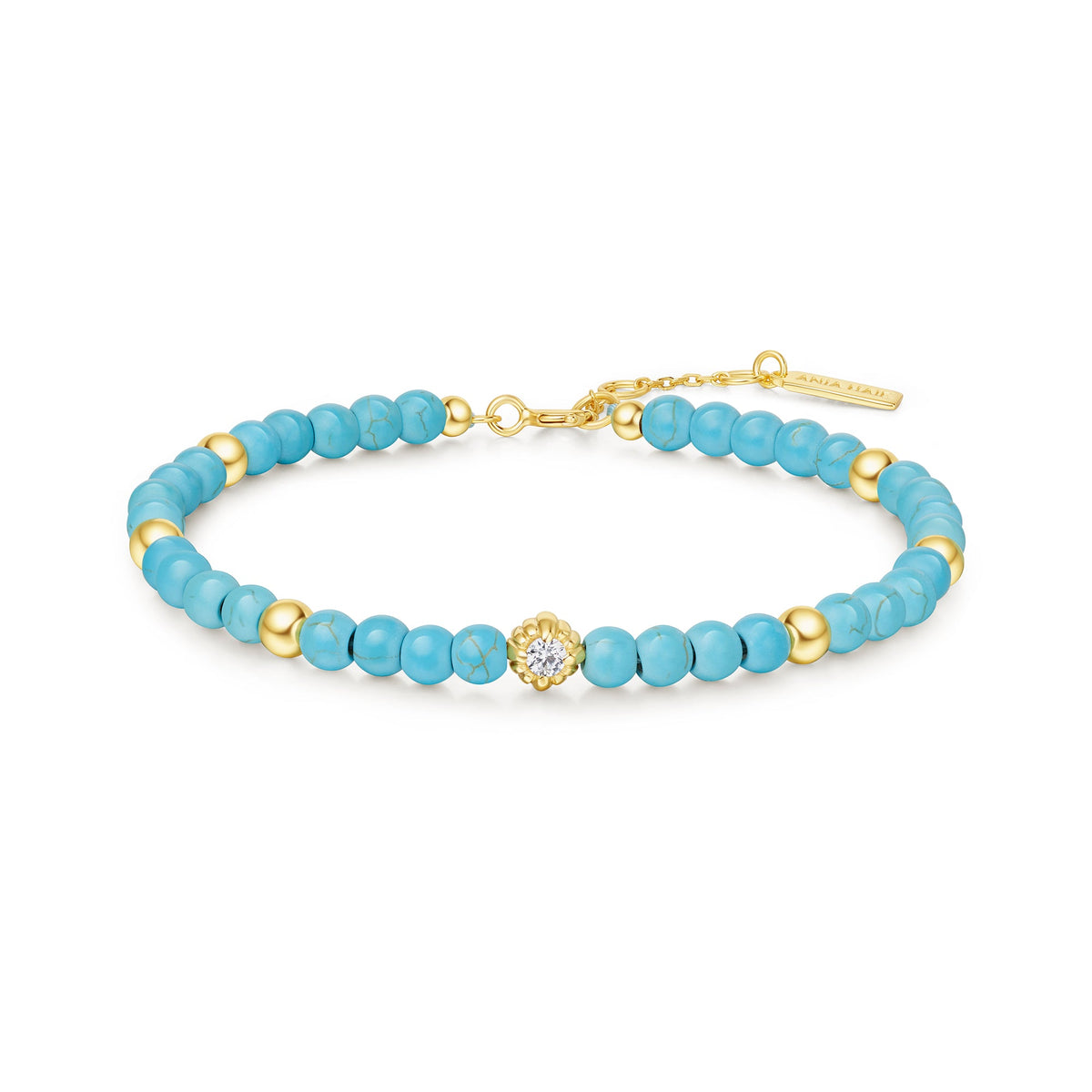 Gold Lab Created Turquoise Bracelet