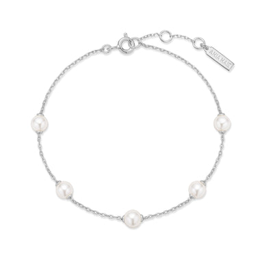Silver Shell Pearl Station Bracelet