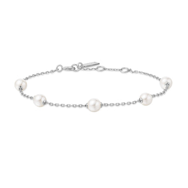 Silver Shell Pearl Station Bracelet