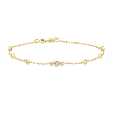 Gold Sparkling Bezel Cubic Zirconia Station Bracelet