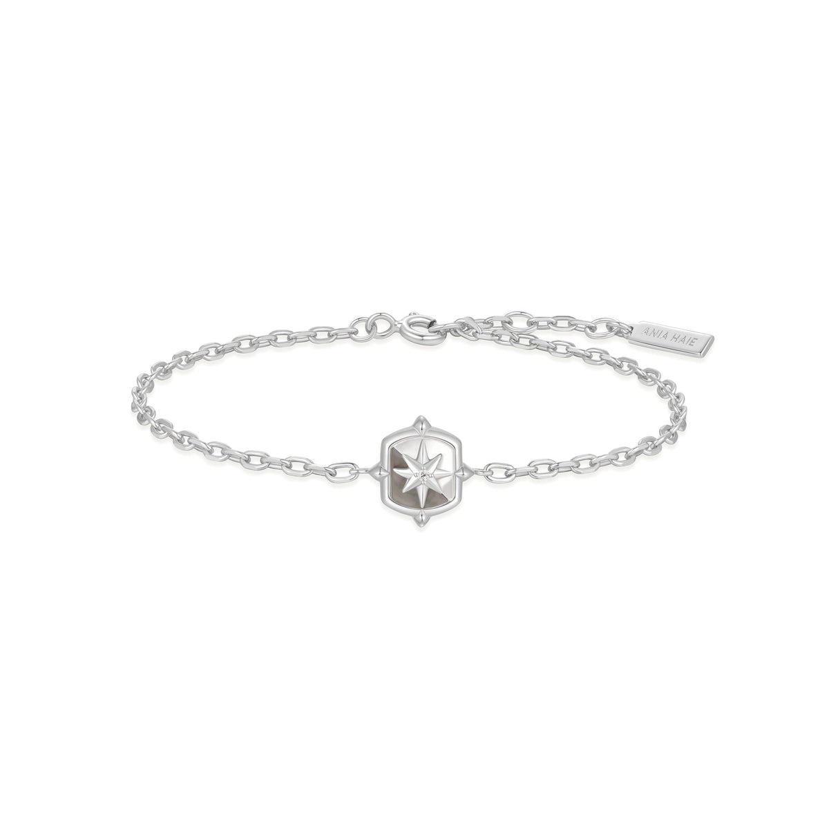 Silver Colour-Block Mother of Pearl Star Bracelet
