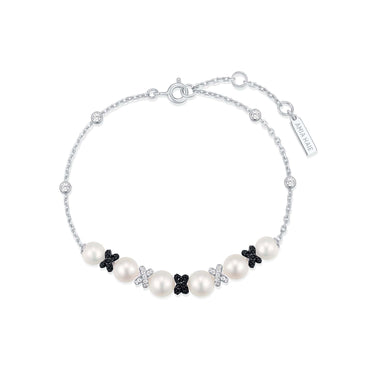 Two-Tone Sparkling Braided Shell Pearl Bracelet