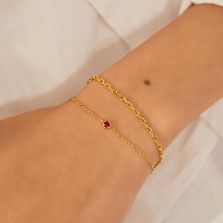 Gold Crimson Solitaire Bracelet