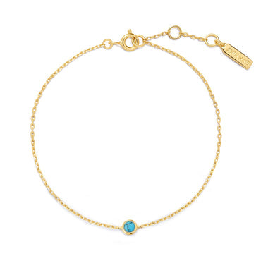 Gold Bezel-Set Lab-Created Turquoise Solitaire Bracelet