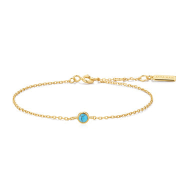 Gold Bezel-Set Lab-Created Turquoise Solitaire Bracelet